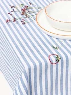 Westwing Collection Mantel a rayas con motivos bordados Melony