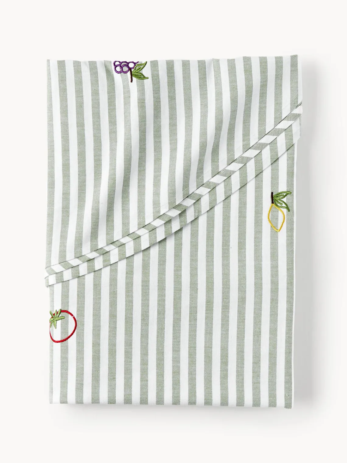 Westwing Collection Mantel redondo a rayas con motivos bordados Melony^ Manteles|Manteles