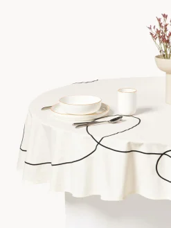 Westwing Collection Mantel redondo con bordado abstracto Sue^ Manteles|Manteles