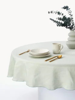 Westwing Collection Mantel redondo de lino con ribete Kennedy