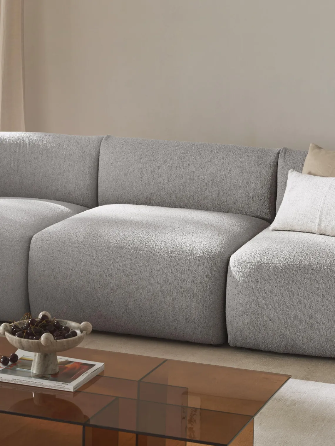Westwing Collection Módulo central en tejido bouclé Sofia