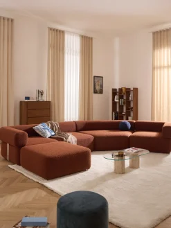 Westwing Collection Módulo de esquina redondo en tejido bouclé Anton^ Sofás