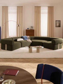 Westwing Collection Módulo de esquina redondo en tejido bouclé Anton