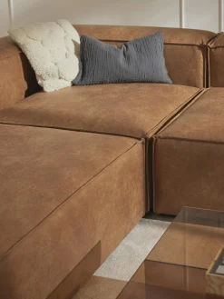 Westwing Collection Módulo de esquina sofá de cuero reciclado Lennon