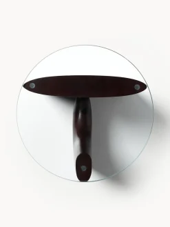 Westwing Collection Mesa auxiliar redonda de madera con tablero de vidrio Miya