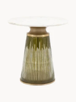 Mesa auxiliar redonda de vidrio soplado con tablero de mármol Turin