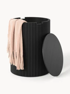 Westwing Collection Mesa auxiliar redonda de madera con espacio de almacenamiento Nele