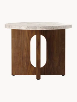 Audo Copenhagen Mesa auxiliar redonda de madera con tablero de piedra arenisca Androgyne