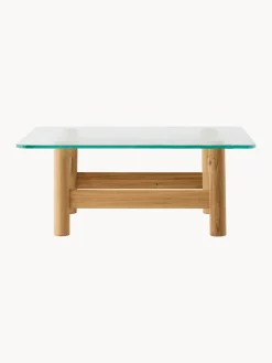 Audo Copenhagen Mesa de centro de madera de roble con tapablero de vidrio Brasilia^ Mesas De Centro|Mesas De Centro