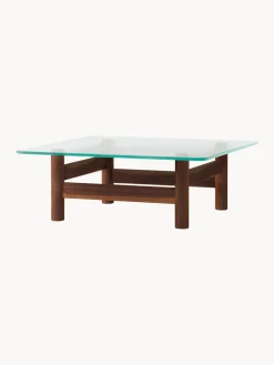 Audo Copenhagen Mesa de centro de madera de nogal con tapa de cristal Brasilia