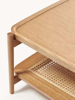 Westwing Collection Mesa de centro de madera con espacio de almacenaje de tejido vienés Libby