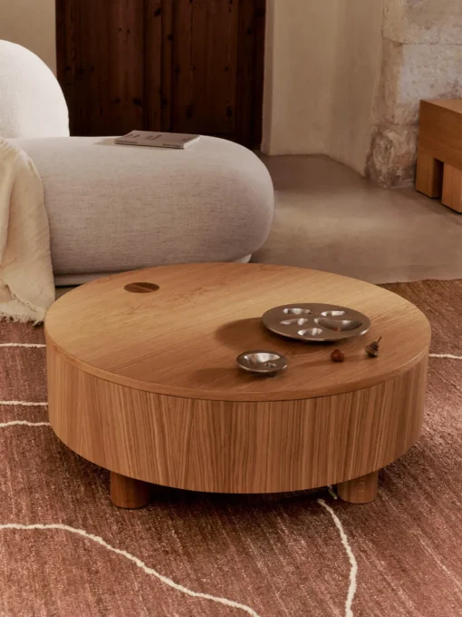 Ferm Living Mesa de centro redonda con espacio de almacenamiento Olles