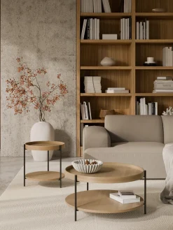 Westwing Collection Mesa de centro redonda de madera Renee