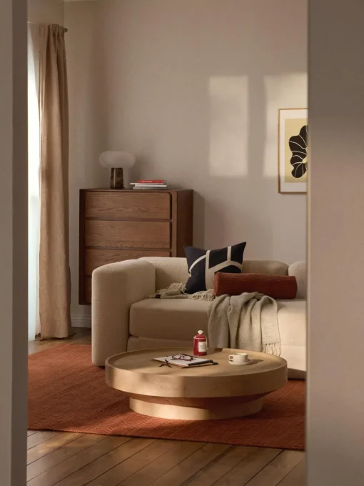 Westwing Collection Mesa de centro redonda XL de madera de mango Benno
