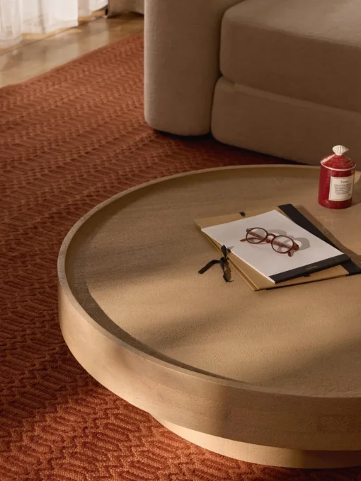 Westwing Collection Mesa de centro redonda XL de madera de mango Benno