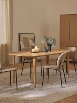 Westwing Collection Mesa de comedor ovalada de madera de roble maciza Archie, 200 x 100 cm