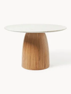 Westwing Collection Mesa de comedor redonda con tablero de mármol Nelly, tamaños diferentes