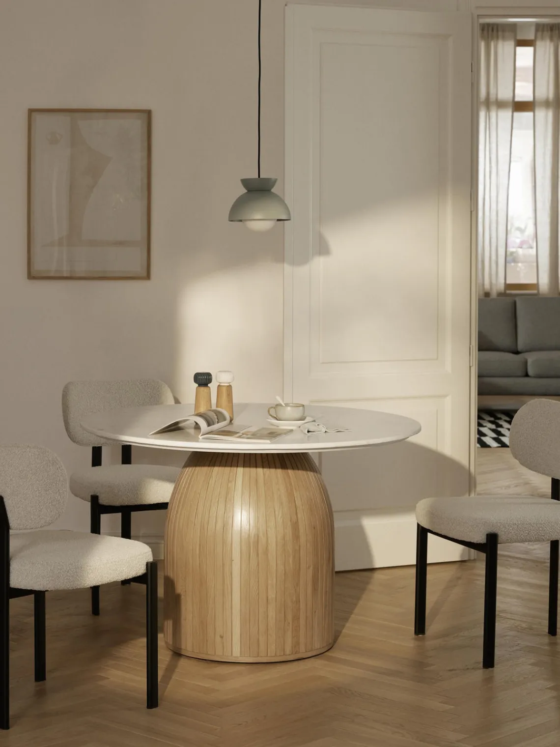 Westwing Collection Mesa de comedor redonda con tablero de mármol Nelly, tamaños diferentes