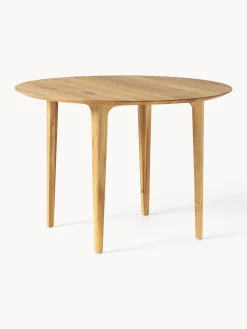 Westwing Collection Mesa de comedor redonda de madera de roble maciza Archie, Ø 110 cm