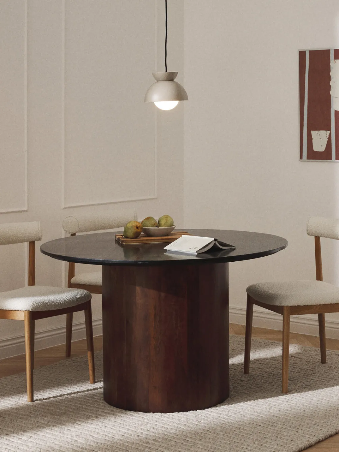 Westwing Collection Mesa de comedor redonda de mármol, Abby, tamaños diferentes