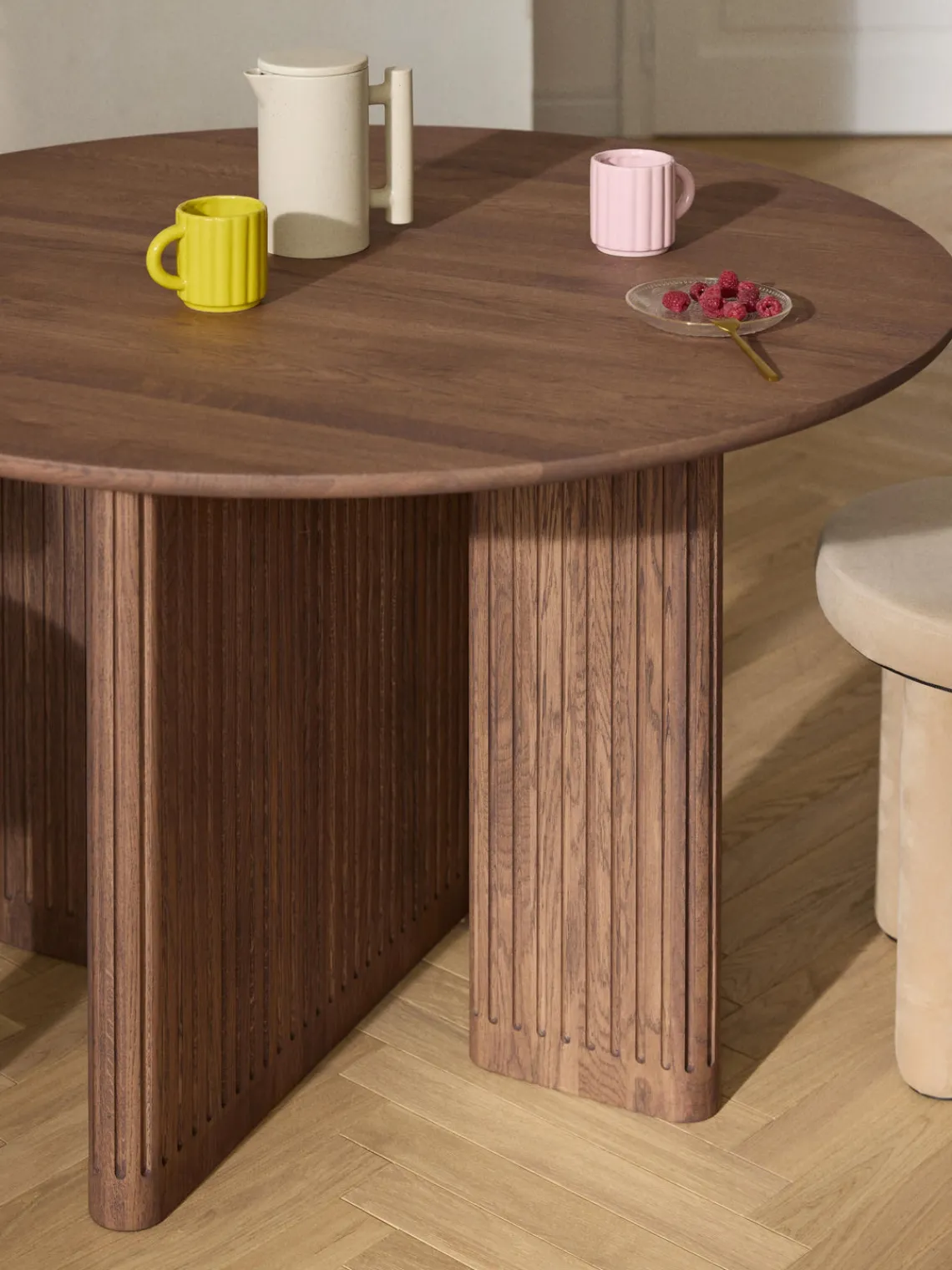 Westwing Collection Mesa de comedor redonda de madera de roble Jolka, tamaños diferentes^ Mesas De Comedor|Mesas De Comedor