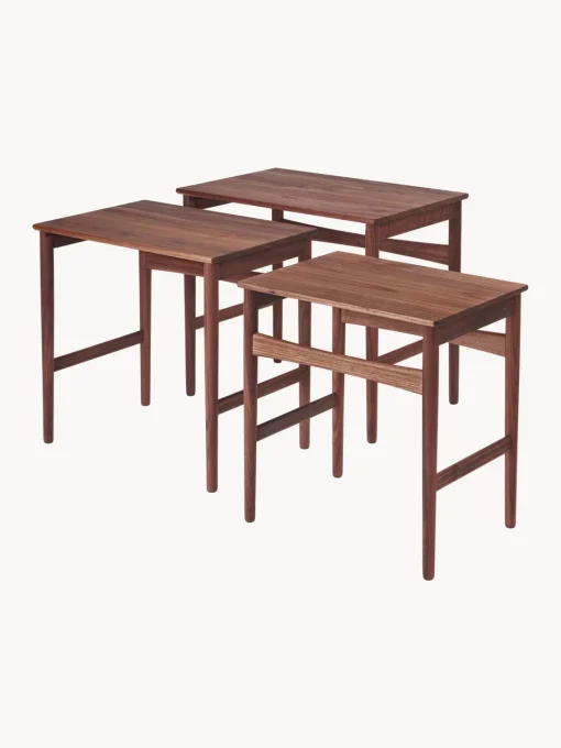 Carl Hansen & Søn Mesas auxiliares de madera de nogal CH004, 3 uds.^ Mesas Auxiliares