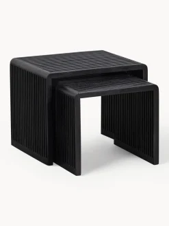 Mesas auxiliares de madera de teca Willa, 2 uds.^ Mesas Auxiliares