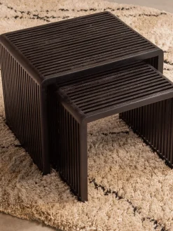 Mesas auxiliares de madera de teca Willa, 2 uds.^ Mesas Auxiliares