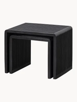 Mesas auxiliares de madera de teca Willa, 2 uds.^ Mesas Auxiliares