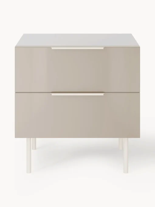 Westwing Collection Mesita de noche de alto brillo Lenne
