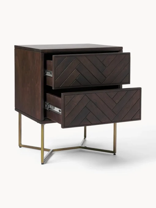 Westwing Collection Mesita de noche de madera de mango con diseño espiga Luca^ Mesitas De Noche|Mesitas De Noche