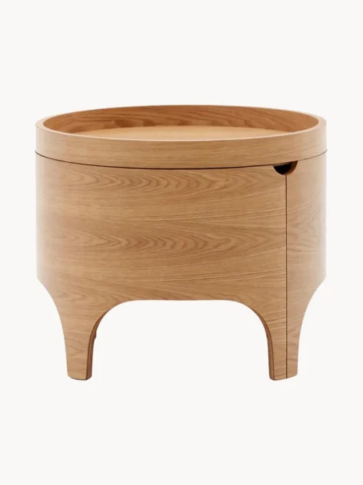 Mesita de noche redonda de madera de eucalipto con espacio de almacenamiento Octavia^ Mesitas De Noche|Mesitas De Noche