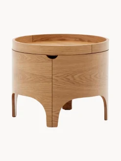 Mesita de noche redonda de madera de eucalipto con espacio de almacenamiento Octavia^ Mesitas De Noche|Mesitas De Noche