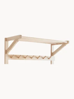 Jotex Perchero de pared con estante para sombreros de madera de pino Cole
