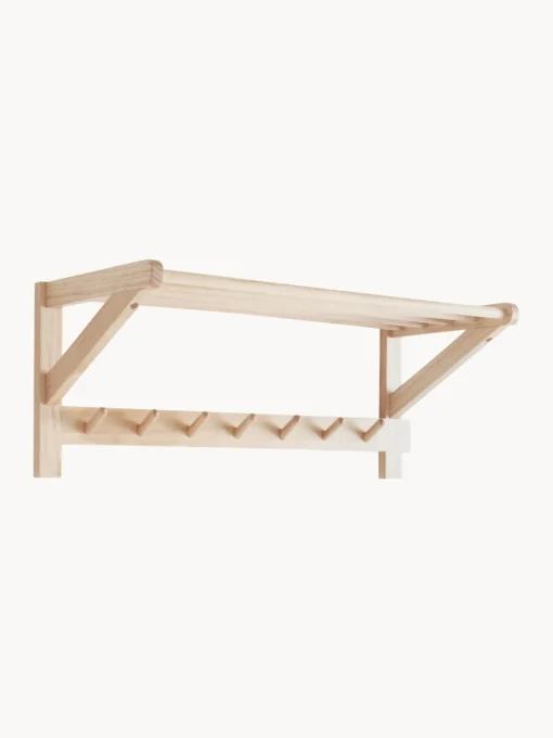 Jotex Perchero de pared con estante para sombreros de madera de pino Cole