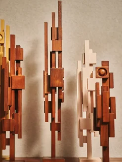 HKLIVING Pieza decorativa de madera de teca Skyline^ Figuras Decorativas|Jarrones