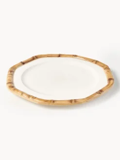 Les Ottomans Plato llano pintado a mano Bamboo