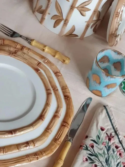 Les Ottomans Plato postre pintado a mano Bamboo