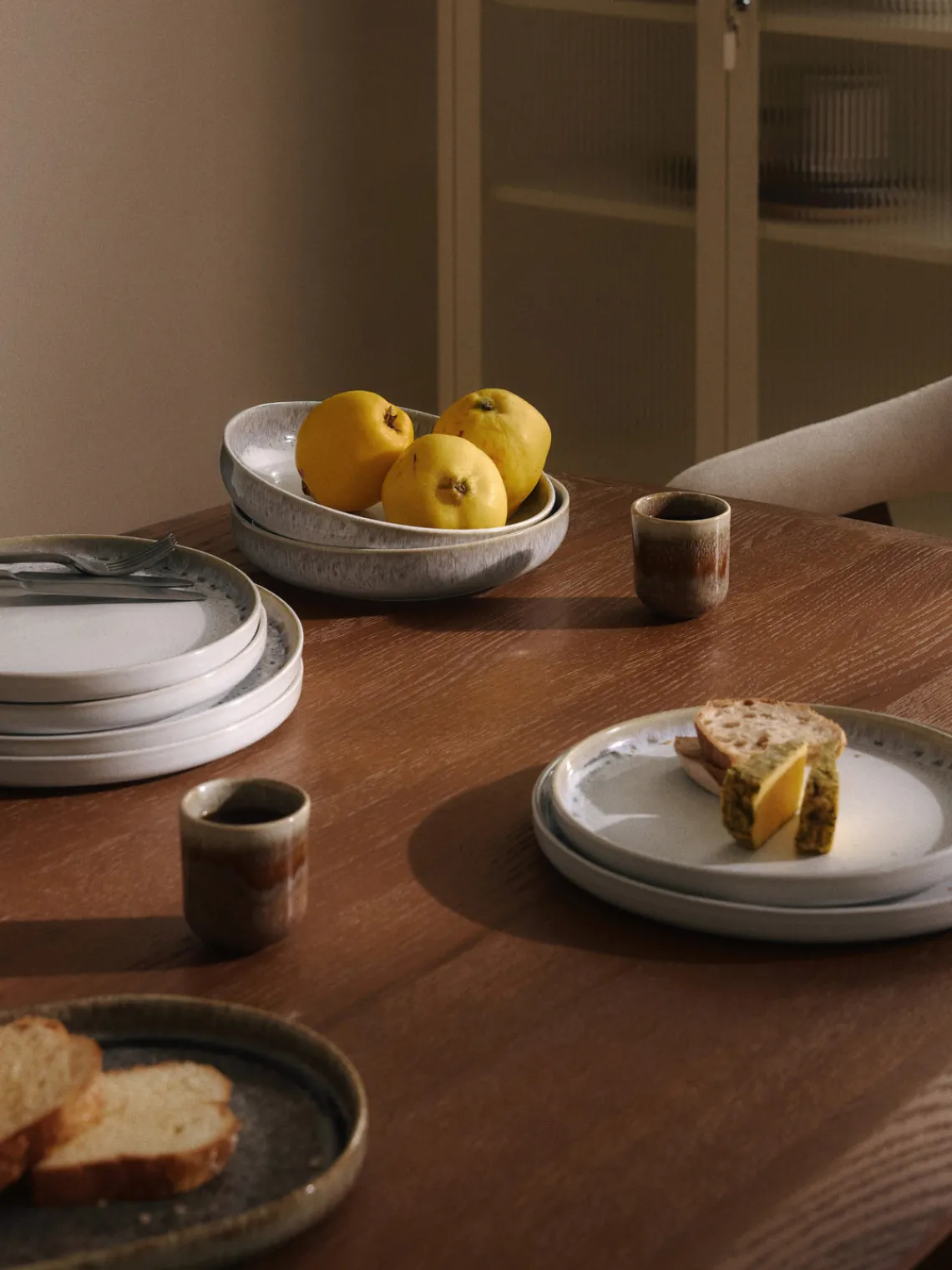 Westwing Collection Platos de pasta artesanales con esmalte reactivo Danza, 4 uds.