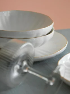 Westwing Collection Platos hondos de porcelana con relieves Sali, 2 uds.