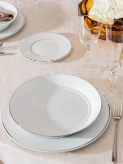 Meissen Platos hondos de porcelana con borde platino pintado a mano Vitruv, 2 uds.^ Platos Hondos|Vajillas Completas