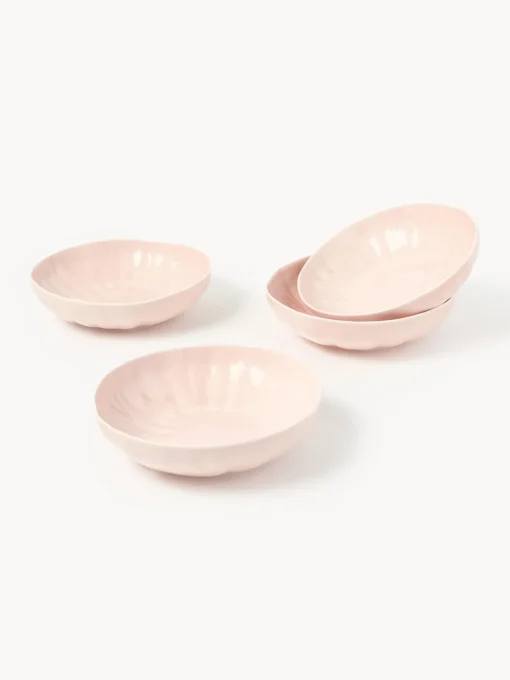 Westwing Collection Platos hondos de porcelana con relieves Sali, 4 uds.