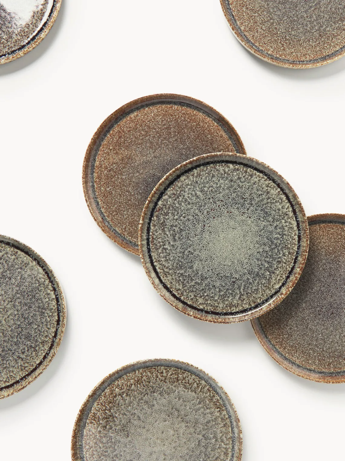 Westwing Collection Platos llanos artesanales con esmalte reactivo Danza, 4 uds.^ Platos Llanos|Vajillas Completas