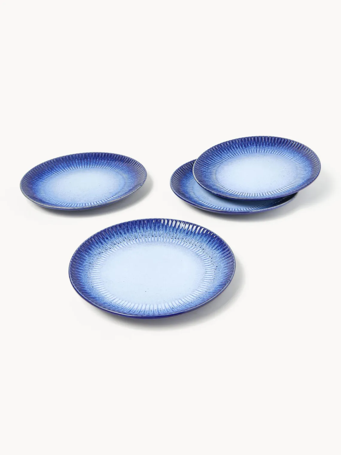 Westwing Collection Platos llanos artesanales con esmalte reactivo Vinci, 4 uds.^ Platos Llanos|Vajillas Completas