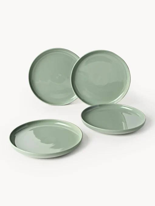 Westwing Collection Platos llanos de porcelana Nessa, 4 uds.
