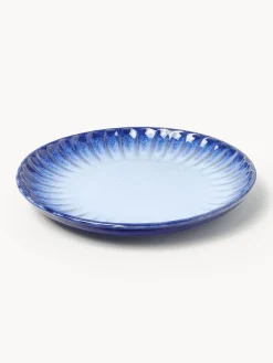 Westwing Collection Platos postre artesanales con esmalte reactivo Vinci, 4 uds.