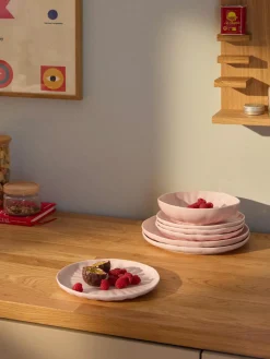 Westwing Collection Platos postre de porcelana con relieves Sali, 4 uds.