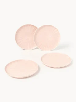 Westwing Collection Platos postre de porcelana con relieves Sali, 4 uds.