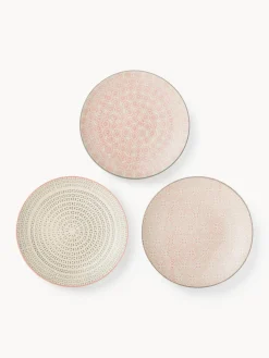 Bloomingville Platos postre pintados a mano con estampado divertido Cécile, 3 uds.