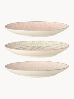 Bloomingville Platos postre pintados a mano con estampado divertido Cécile, 3 uds.